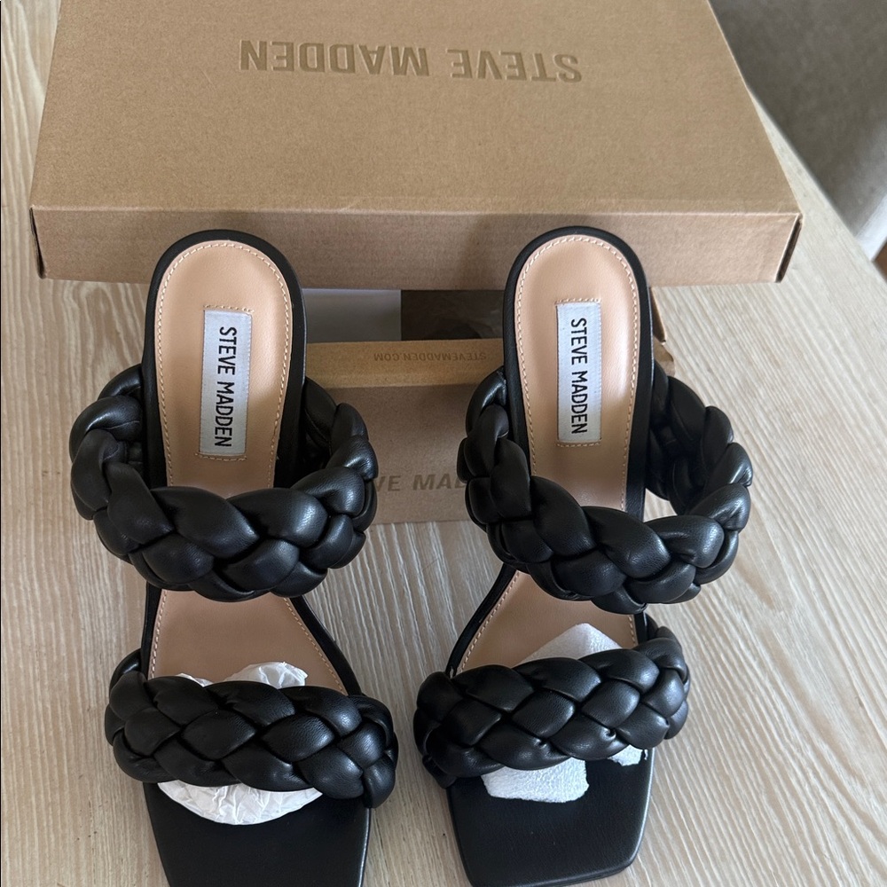 Steve Madden Black Braided Sandals
